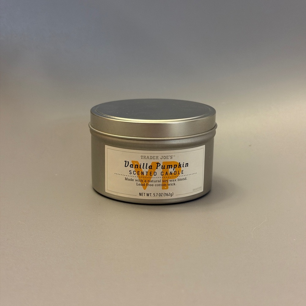 Trader Joe's Vanilla Pumpkin Scented Candle - Silver